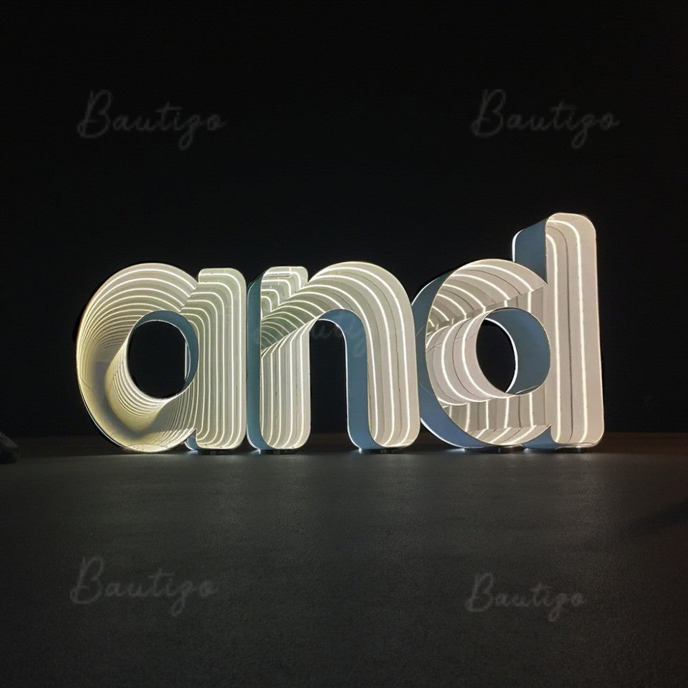 Custom Infinity Mirror Light Up Letter Art Lighting Infinity Mirror Light Customizable for Wall Decor Led Lights Business Sign