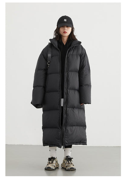 CHIC VEN Women Down Coats Loose Thick Stand-up Collar New Long Thick Down Jacket 80 White Duck Down Female Outerwear Winter 2024