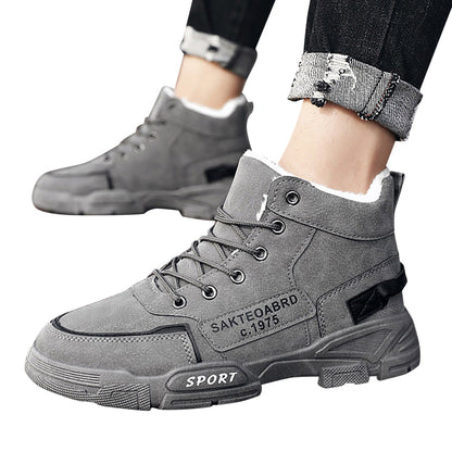 Winter Snow Boots Men'S Outdoor Hiking Velvet Thick Thermal Cotton High Top Casual Trend High Help Work Boots Mechanic Stuff