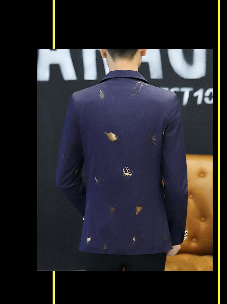 2025 Men's Autumn Casual No Slit Printing Leisure   blazer
