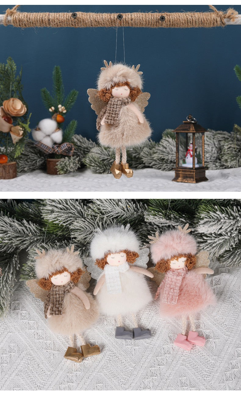 Christmas plush antlers angel girl pendant Christmas tree pendant creative doll pendant gift