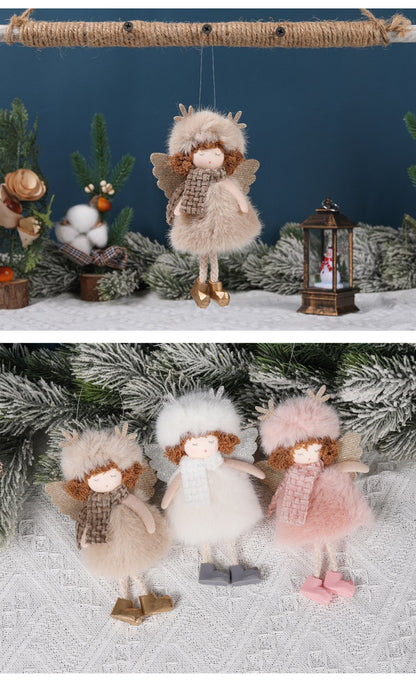 Christmas plush antlers angel girl pendant Christmas tree pendant creative doll pendant gift