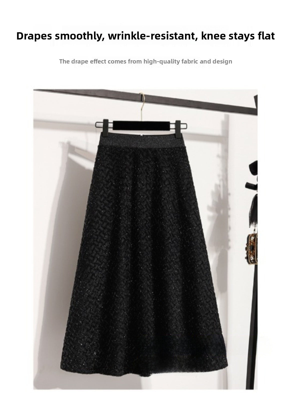 plus Size Women's High Waist A-Line Long Skirt Casual Versatile Glitter Wool Blend f Body Skirt for Full Figured Ladies