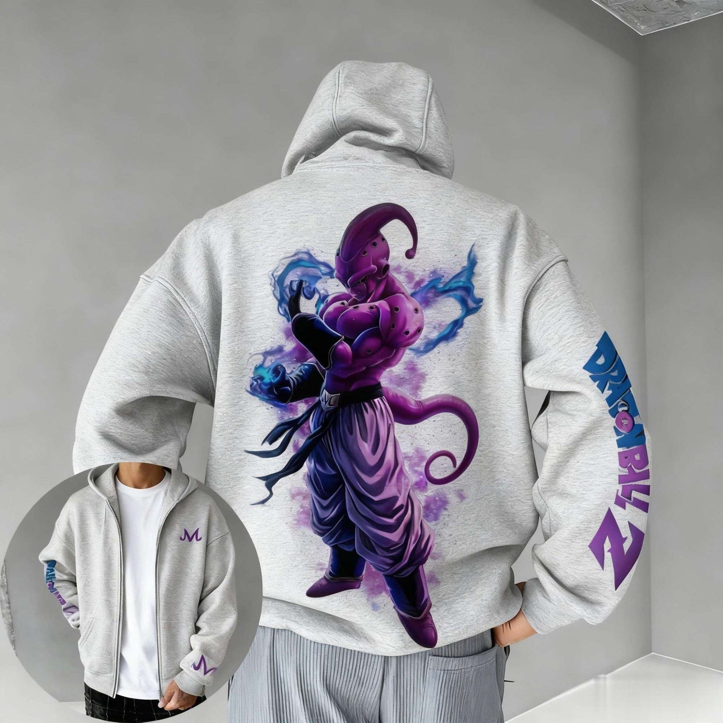 Oversized Dragon Ball Majin Anime Zipper Hoodie Long Sleeves Tops Casual Pullover Men Women Sweatshirt Streetwear Autumn Fashion