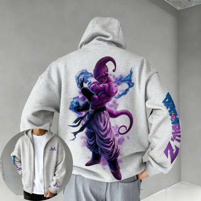 Oversized Dragon Ball Majin Anime Zipper Hoodie Long Sleeves Tops Casual Pullover Men Women Sweatshirt Streetwear Autumn Fashion