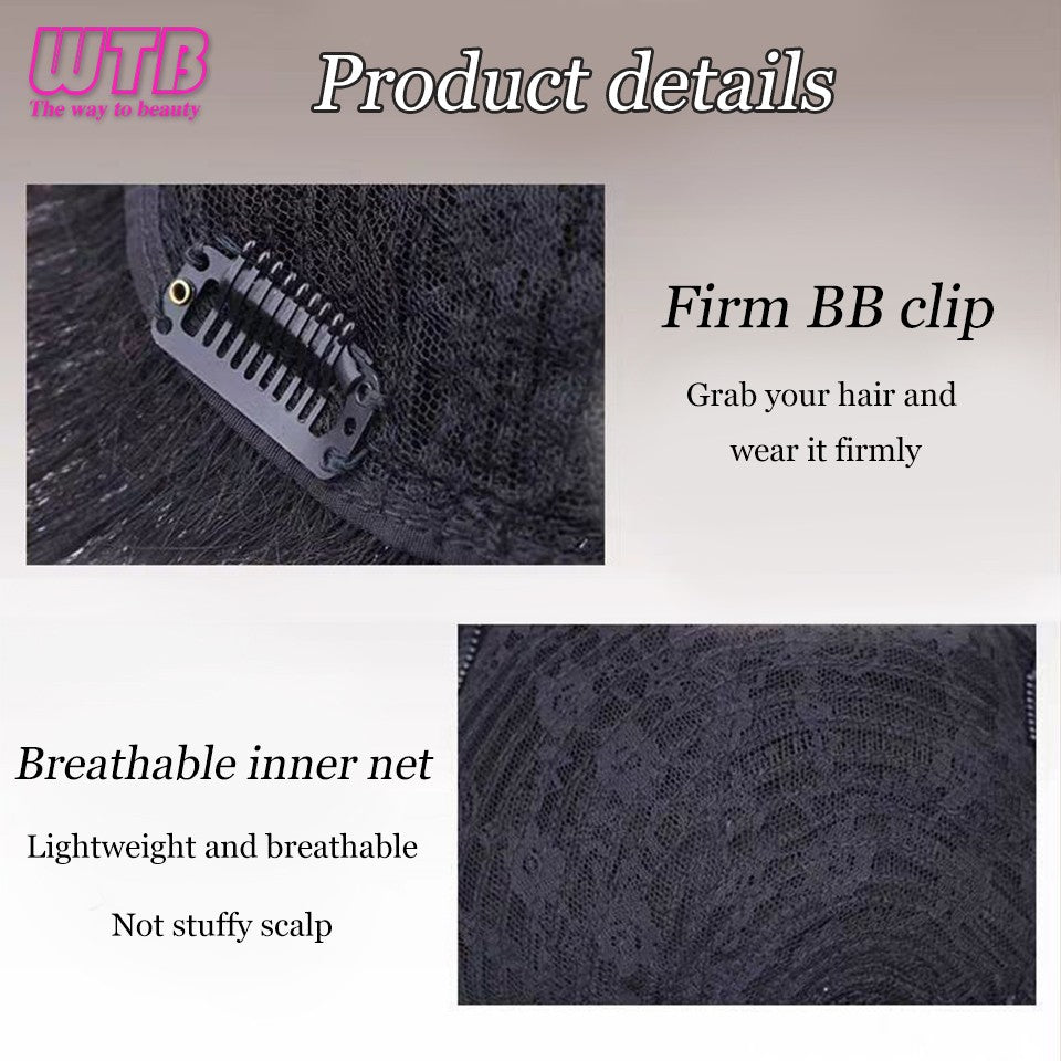Peruca Curta Masculina de Cabelo Sintético Natural para Homens Jovens com Calvície, Queda de Cabelo, Linha Fina Alta, Aplique com Clipes
