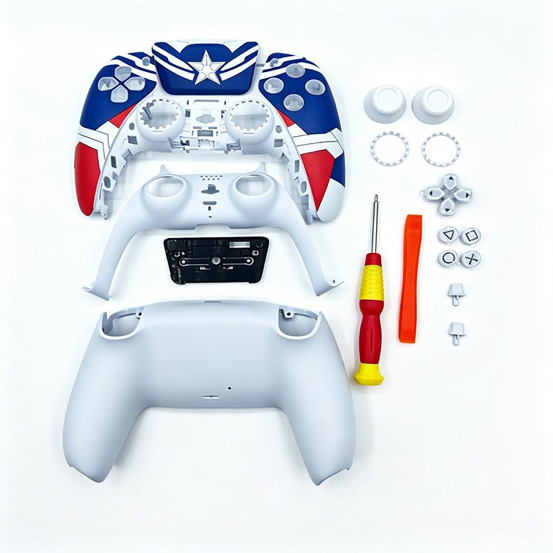 For PS5 Controller Shell, Mecha Style Custom Faceplate Cover with Touchpad Replacement for BDM-10/020/030/040/050