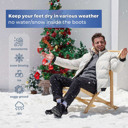 Fitville Men's Boots Winter Wide Version Outdoor Lightweight Snow Boots Men's Waterproof & Non-Slip Thick Warm Thick Fur