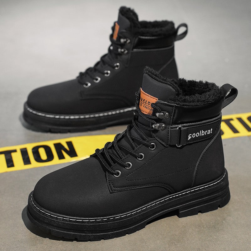 Botas masculinas de sarja cano alto, tênis esportivo casual, botas masculinas modernas e estilosas