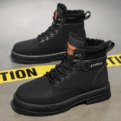 Botas masculinas de sarja cano alto, tênis esportivo casual, botas masculinas modernas e estilosas