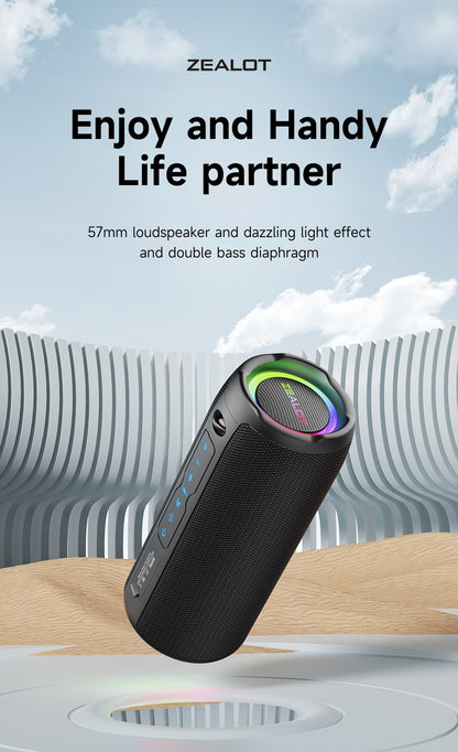 Zealot-S49PRO Portable Bluetooth Speaker 20W IPX6 Waterproof Powerful Sound Box Bass Boost Dual Pairing True Wireless Speaker