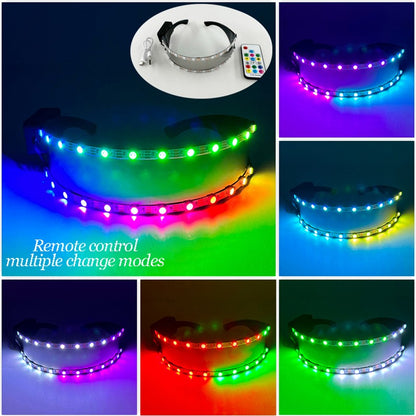 Led Glasses NightClub Masquerade Concert Club Neon Accessories Cool Vogue Flashing LED Futuristic Glasses Men Metal Cool Glasses