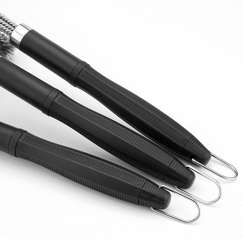 Durable Stainless Steel Grill Brush with Scraper Spring Head - No-Shed Wire BBQ Cleaning Brush for Outdoor Barbecue