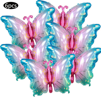 6pcs Colorful Butterfly Foil Balloons Butterfly Themed  Balloons Girls Birthday Party Wedding Baby Shower Decoration Gifts