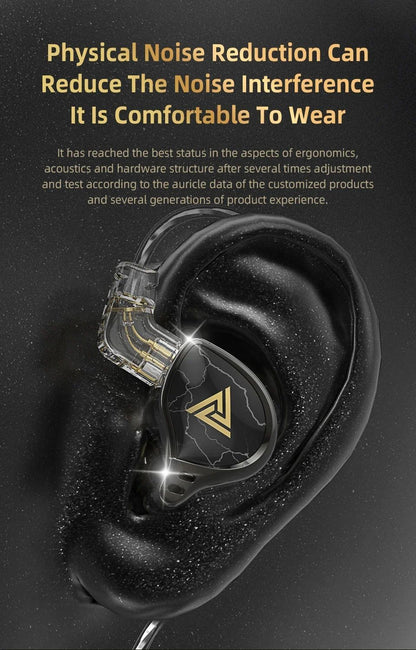 QKZ X HBB Best HiFi In Ear Wired Earphones 10mm Titanium-Coated Diaphragm Semi-open Cavity CNC Aluminum Alloy Monitor Headphone