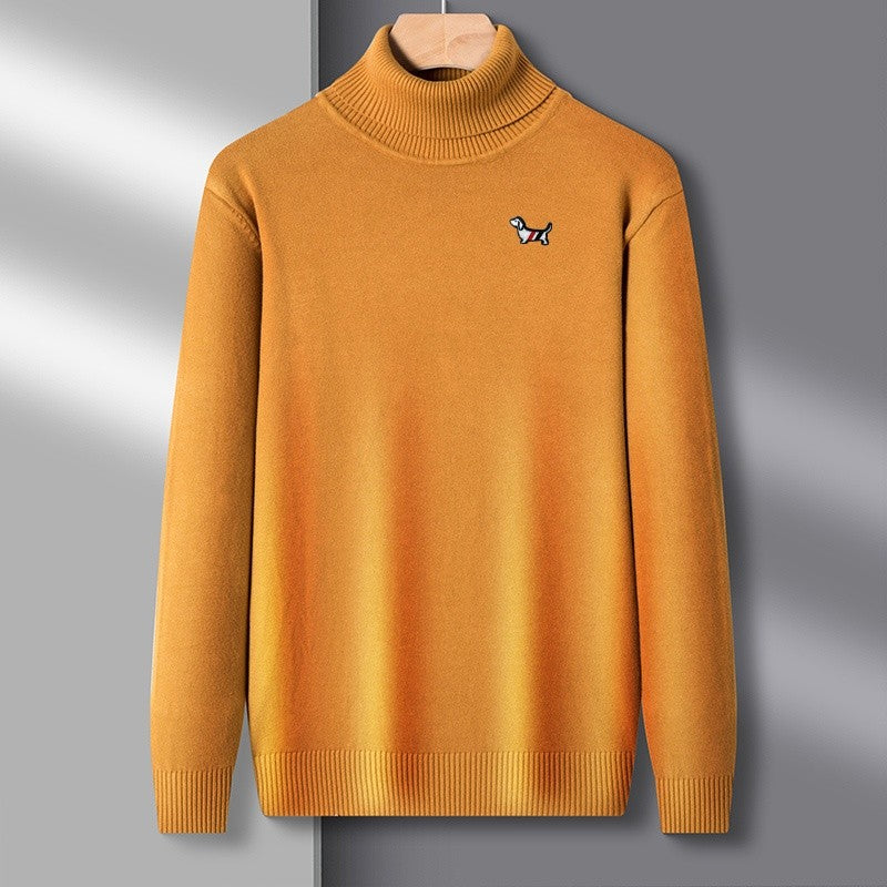 Designer Quality Men's Long Sleeve High Necked Sweater Autumn New Dog Print Soft Warm Knitted Casual Versatile Commute Men'swear