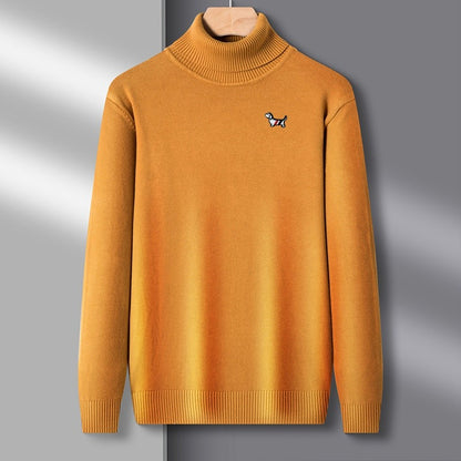 Designer Quality Men's Long Sleeve High Necked Sweater Autumn New Dog Print Soft Warm Knitted Casual Versatile Commute Men'swear
