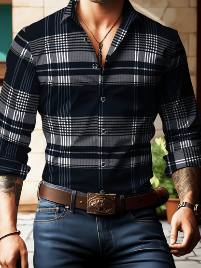 2025 Men's Long Sleeve Dress Shirt Slim Fit Business Formal Shirt Classic Striped Color Office Wedding Party Wear Shirt for Men