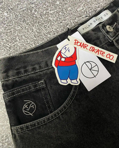 Retro Hip hop Embroidery Graphic Pants Cartoon Streetwear Denim Shorts Y2k Baggy Jorts Harajuku Gym Basketball Shorts Men