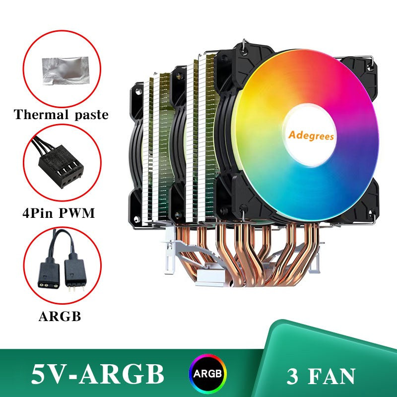 6 Heat Pipes ARGB CPU Air Cooler 4 Pin PWM Quiet CPU Cooling Fan for Intel LGA 1700 2011 1200 1156 X79 X99 AM3 AM4 PC Radiator