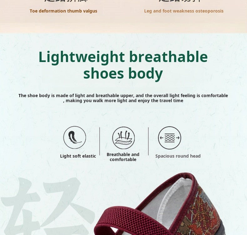 2025 New Women's cloth Shoes Soft soled comfort grandma footwear Casual lightweight lazy flats Ladies breathable non slip shoes