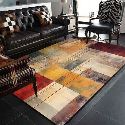 Abstract Geometric Large Rugs for Living Room Nordic Retro Room Decoration Home Mats Non-slip Washable Bedroom Cloakroom Carpet
