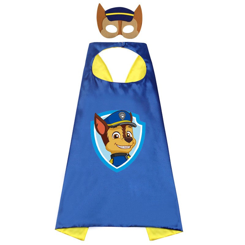 Anime Dog Patrol Kids Cosplay Costume Cape with Eye Mask Halloween Marshall Chase Skye Zuma Rubble Rocky Children's Dress-Up