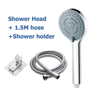 Conjunto de Chuveiro com 5 Modos Cabeça de Chuveiro de Alta Vazão Massageador de Mão Pulverizador de Banho com Mangueira Suporte Acessórios de Banheiro
