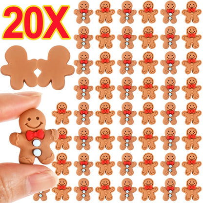 10/20Pcs Mini Gingerbread Man Resin Ornaments Christmas Decoration Flatback Cabochon Figurine Scrapbook DIY Jewelry Accessories
