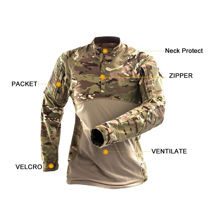 Men Casual Shirt Long Sleeve Cargo Shirts For Men Quick Dry Camo Work Shirt Pocket Shirt Blouses Male Clothes 3XL