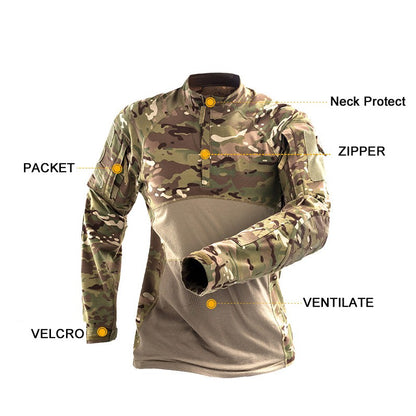 Men Casual Shirt Long Sleeve Cargo Shirts For Men Quick Dry Camo Work Shirt Pocket Shirt Blouses Male Clothes 3XL