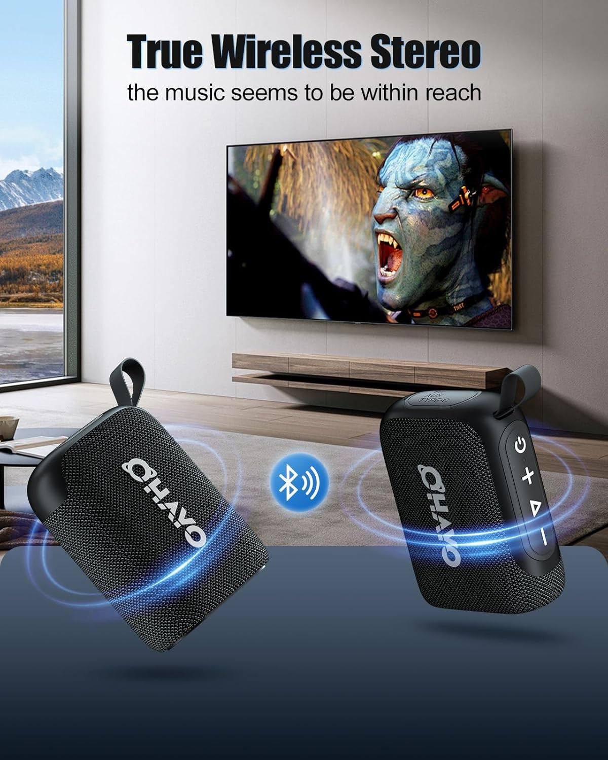 Ohayo S5 Bluetooth Speaker,Ultra Portable, Up to 24H Playtime,IP67 Waterproof and Dustproof,Powerful Sound for Hiking and Biking
