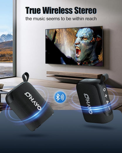 Ohayo S5 Bluetooth Speaker,Ultra Portable, Up to 24H Playtime,IP67 Waterproof and Dustproof,Powerful Sound for Hiking and Biking