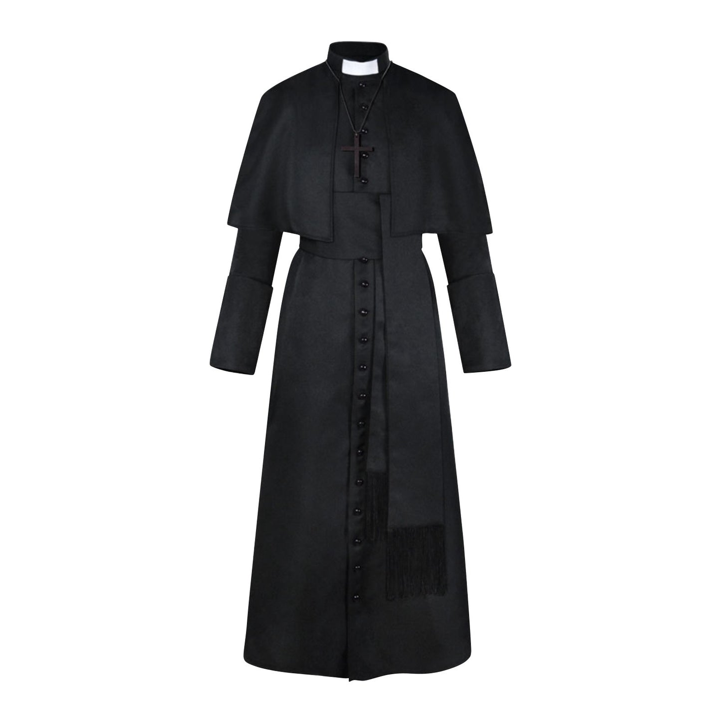 Medieval Renaissance Retro Priest Cosplay Costumes Catholic Church Religion Papal Priest Mass Preacher Solid Robe Clergy Cassock