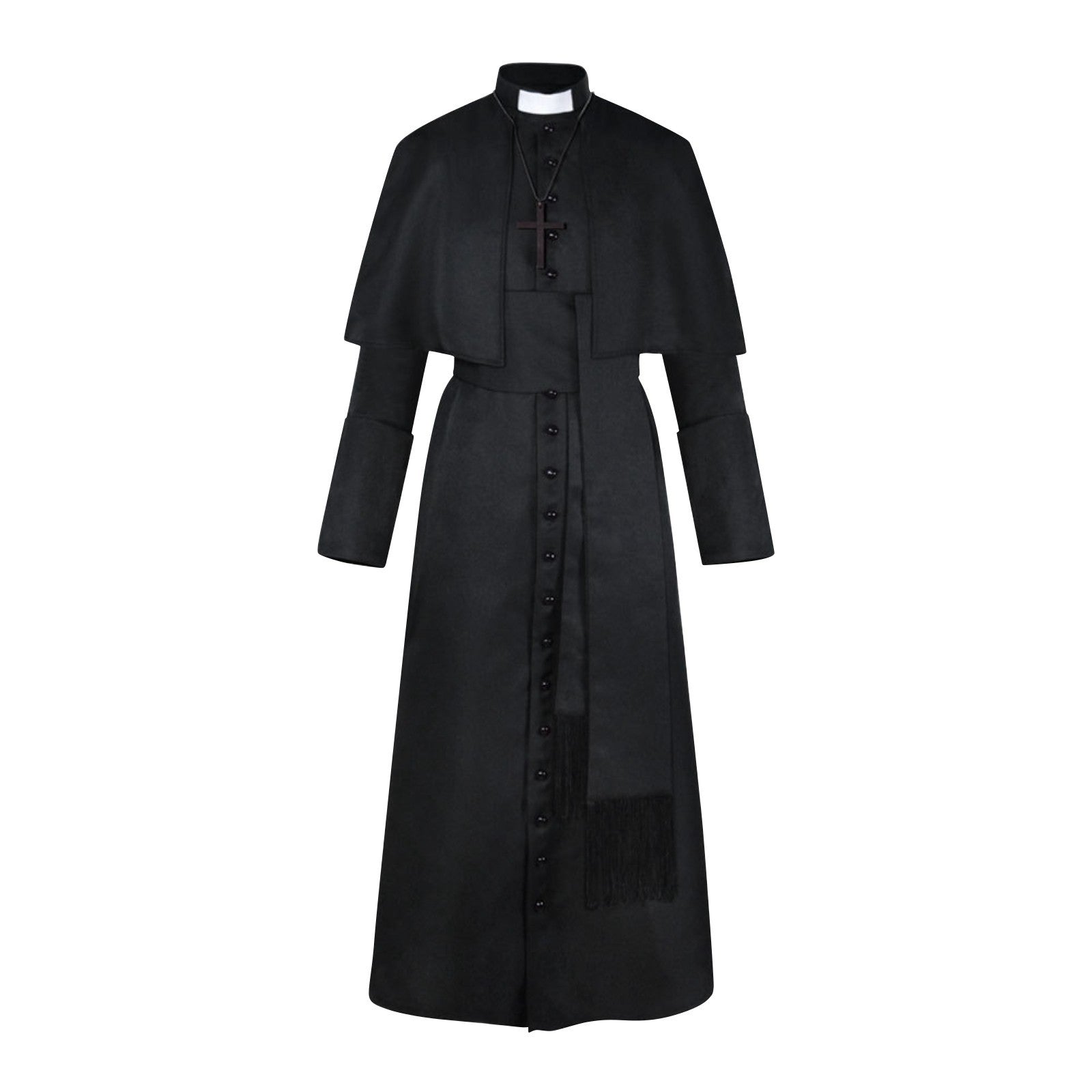 Medieval Renaissance Retro Priest Cosplay Costumes Catholic Church Religion Papal Priest Mass Preacher Solid Robe Clergy Cassock