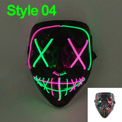 2026 Halloween Party Supplies Luminous LED Purge Mask Wireless EL Neon Light Full Face Mask Cosplay For Adult Glow In The Dark
