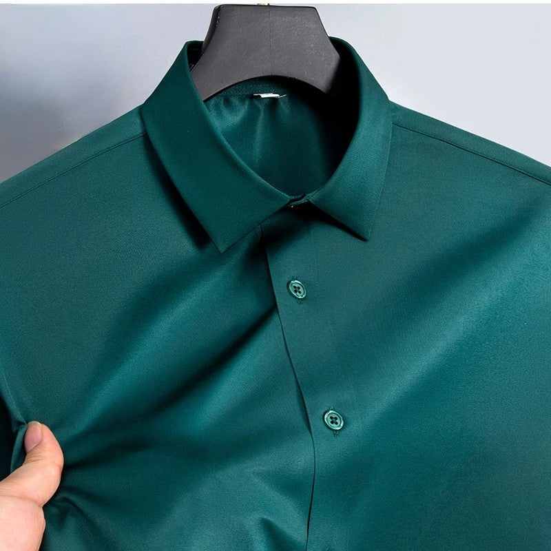 New Anti-Wrinkle Men Shirts Long Sleeve Dress Shirts For Men Slim Fit Camisa Social Business Blouse White Office Shirt S-6XL