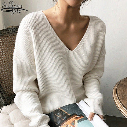 Sexy Puff Long Sleeve Ruffles Blouse Office Lady Buttons Women White Shirts V Neck Elegant Shirt Woman Fashion Female 26550