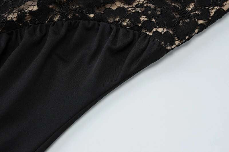 Mozision Lace Halter Backless Sexy Maxi Dress For Women Black Off-shoulder Strap