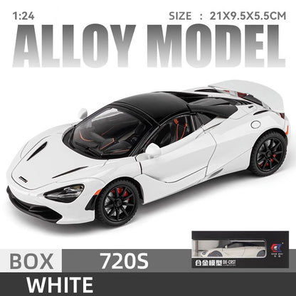 Mclaren 720s 1:24 Super Carro Esportivo Som e Luz Miniaturas Liga Fundido Modelo de Carro Presentes Para Namorado Brinquedos Para Crianças Presente Metal