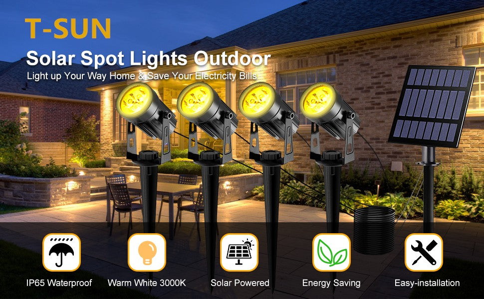 Solar Powered Spotlight IP65 Solar LED Light Outdoor Landscape Yard Garden Tree Separately Lamp Aluminum Anti Rust Solar Lamp