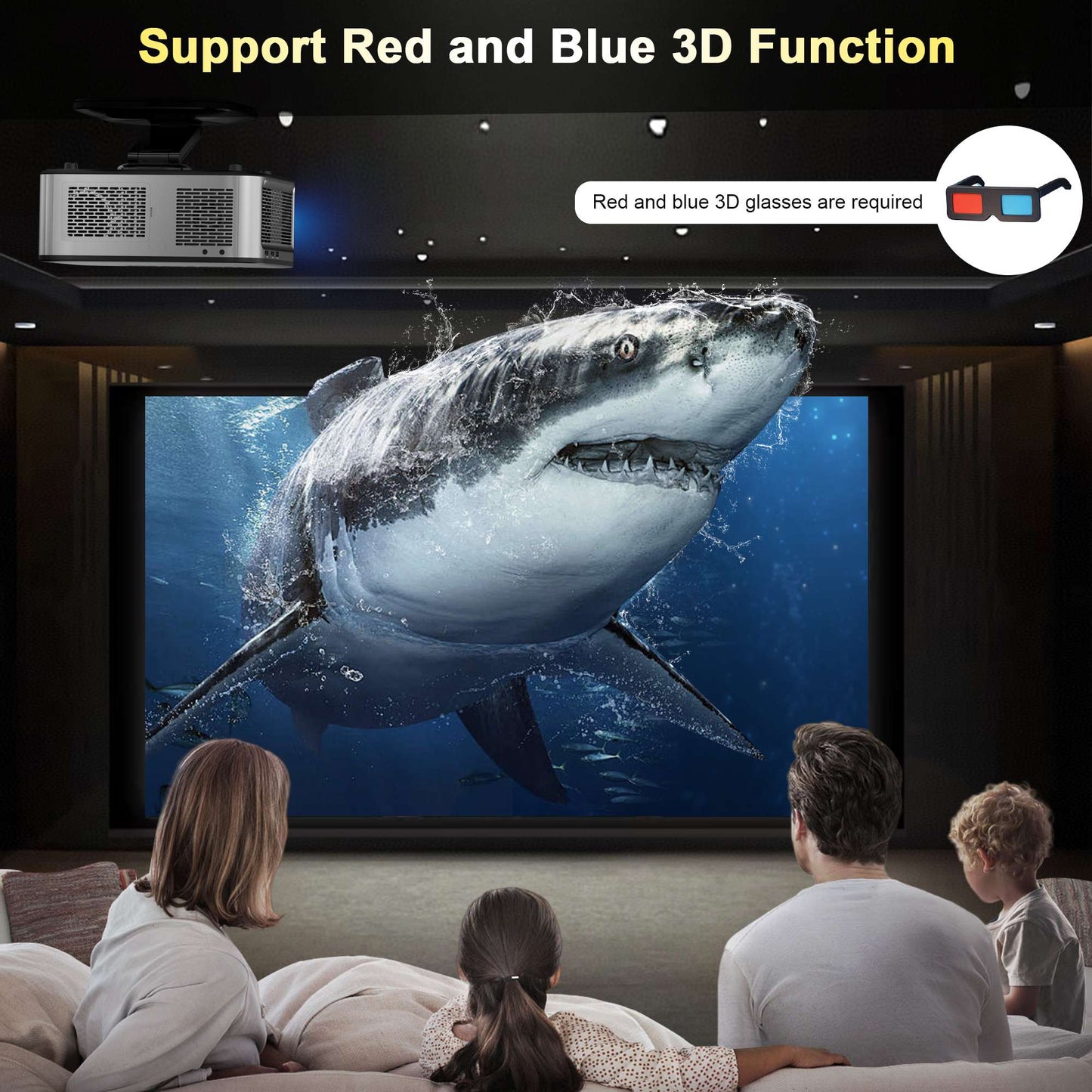 Projetor 4K UHD 2025 HORLAT 45000 Lumens Laser TOF Foco Android 12 WiFi 6 1080P Full HD para Cinema em Casa diurno