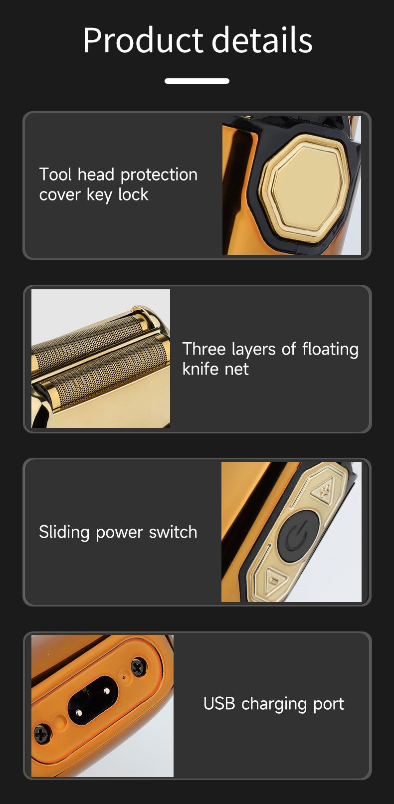 HIENA shaving machine men Electric shaver Hair clipper Rechargeable Metal Housing Pro Electric Shaver For Men Electric home