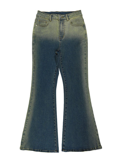 Men Jeans Boot Cut Solid Jean Wide Leg Denim Pant Distressed Washed Full Ankle Length Pockets Zipper Fly High Waist Basics