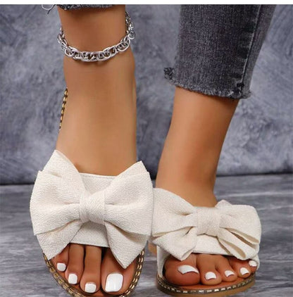 Women's Sandals Sweet Bow Summer Shoes Women Flat Sandals Inddor Outdoor Slippers Women 2025 New Sandals Summer Footwear Female