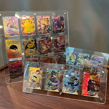 Expositor de acrílico transparente de 1-12 compartimentos Protetor à prova de poeira Porta-retratos para cartas TCG de Pokémon NARUTO One Piece