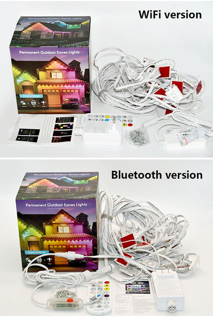 External Permanent RGB IC Waterproof Smart Light String, with Music-Synchronized Dynamic Lighting Effects for Holiday Decoration