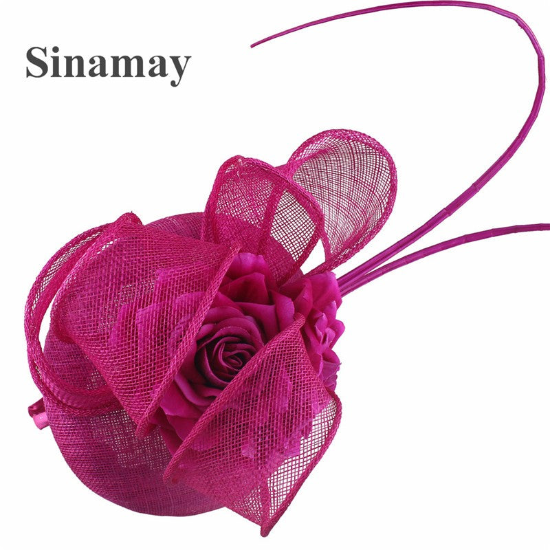 Fascinator de Casamento Sinamay de 4 Camadas de Ótima Qualidade Chapéu para Casamento Elegante Mulheres Moda Acessório de Cabelo Chapeau de Festa e Jantar