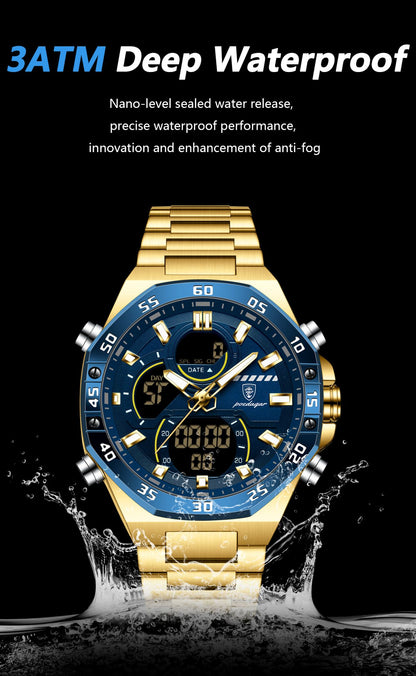 POEDAGAR Top Sport Men Clock LED Luminous Waterproof Week Date Man Watch Electronic Stainless Steel Fashion Quartz Men's Watches