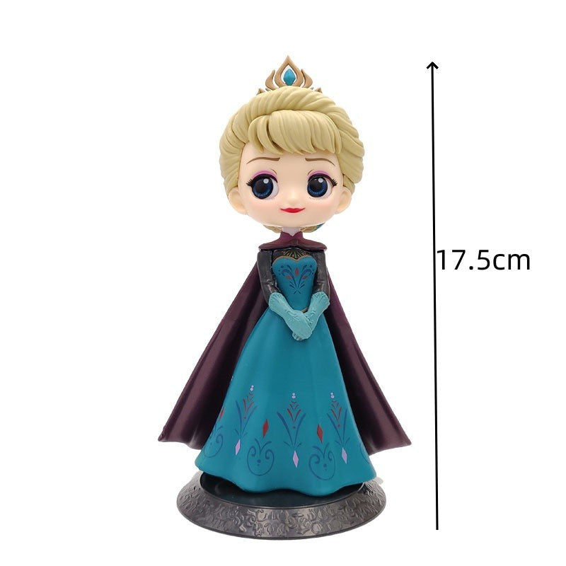 Miniso 14cm Princesas Q Posket Bonecas Elsa Anna Mulan Tinker Bell Elsa Aladdin kawaii Brinquedo para Bolo Decoração Modelo menina presente